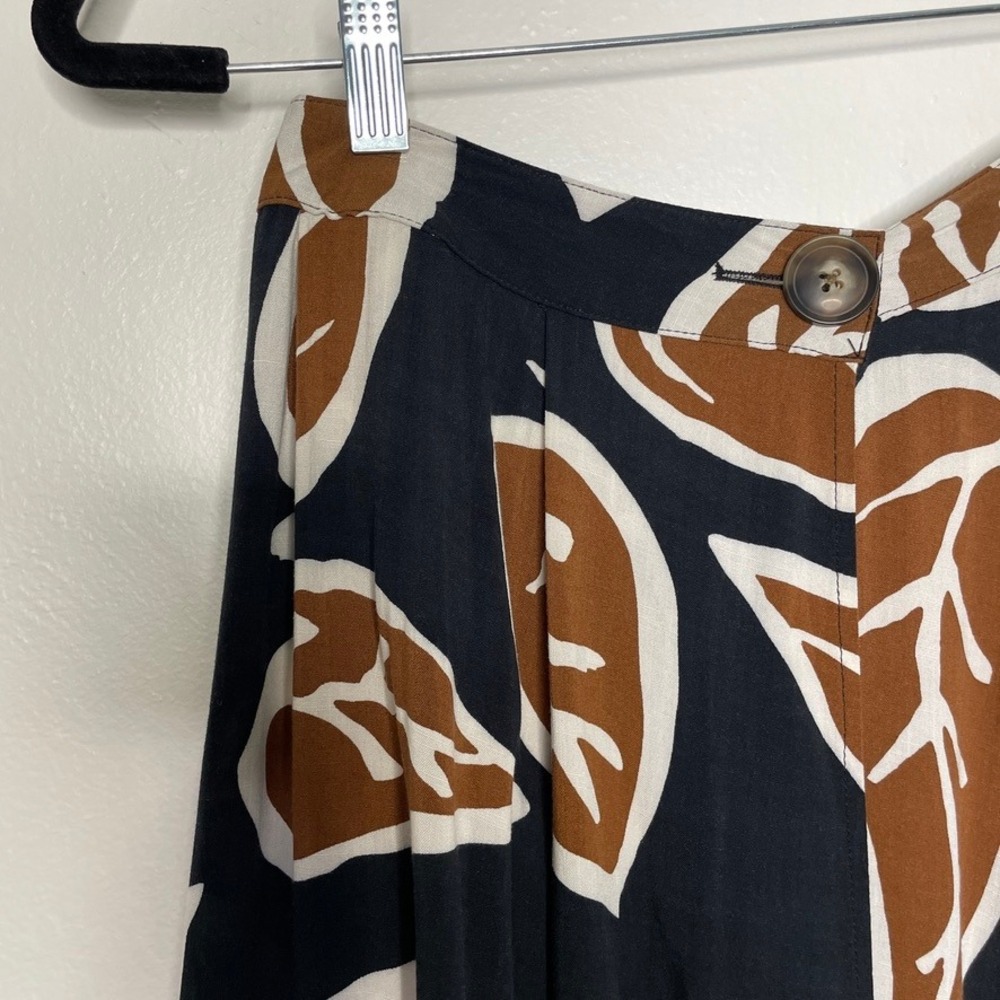 Who What Wear Maxi Skirt Womens Sz 2 Black Brown Abstract Leaf Print Earthy Boho - Picture 4 of 9
